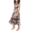 Angie Clothing Spaghetti Strap Floral Maxi Dress with Crochet Lace Inserts - Espresso - side view