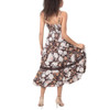 Angie Clothing Spaghetti Strap Floral Maxi Dress with Crochet Lace Inserts - Espresso - back view