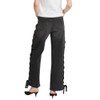 DRIFTWOOD Lacey X Velvet Lace-Up Straight Ankle Jeans - Washed Black - back view