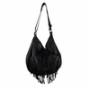 Black hobo fringe leather bag.  