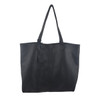 Black leather tote shoulder bag. 