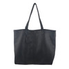 Black leather tote shoulder bag backside. 