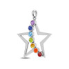 Sterling silver star with Chakra semi-precious stone pendant side view.  