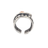 Champagne pink crystal silver-plated ring, side view.  