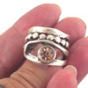Champagne pink crystal silver-plated ring in my hand. 