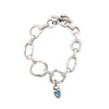 Blue heart crystal silver-plated toggle bracelet.  