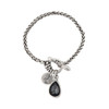 Teardrop gray Swarovski crystal silver-plated toggle bracelet. 