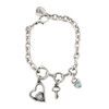Heart and key charm bracelet with Swarovski crystals. 