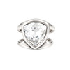 Silver-plated clear crystal adjustable ring. 