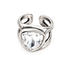Silver-plated clear crystal adjustable ring side view. 