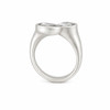 Two-stone adjustable silver-plated ring side view. 