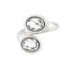 Two-stone adjustable silver-plated ring. 