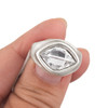 Clear crystal silver-plated adjustable ring in my hand. 