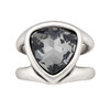 Smoky gray quality crystal adjustable silver-plated ring. 