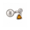 Amber and clear quality crystal adjustable ring with a ball. 