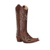 Circle G brown embroidered snip-toe women's cowboy boot. 