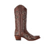 Circle G brown embroidered snip-toe women's cowboy boot side view. 