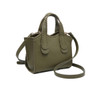 Marla olive whipstitch satchel purse side view.  