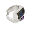 Labradorite and Amethyst sterling silver ring side view. 
