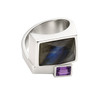 Labradorite and Amethyst sterling silver ring. 