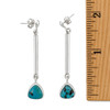 Long sterling silver Turquoise dangle earrings with a ruler. 