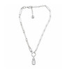 Silver-plated crystal pendant necklace full view. 