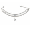Silver-plated clear crystal teardrop choker necklace showing clasp. 