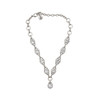 Round clear crystal silver-plated necklace full necklace showing clasp.