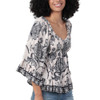 Angie Clothes - Flare Bell Sleeve Smocked Bust Floral Top - side view