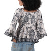 Angie Clothes - Flare Bell Sleeve Smocked Bust Floral Top - back view