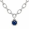 Sapphire-blue crystal silver-plated necklace close-up.