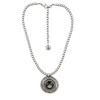 Large round gray crystal pendant on a ball-beaded chain. 
