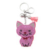 Pink rhinestone kitty cat keychain. 