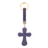 Purple rhinestone cross keychain. 