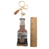 Rhinestone beer bottle keychain with a ruler. 