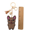 Bulldog rhinestone keychain with a ruler. 