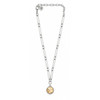 Golden champagne crystal paper clip necklace full necklace view. 