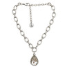 Large teardrop crystal silver-plated necklace. 