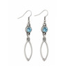 Blue crystal long open marquise dangle earrings. 