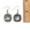 Clear crystal dangle earrings with a ruler. 