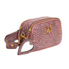 Sophia pink floral leather crossbody bag side view. 