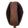 Sophia brown floral leather crossbody bag inside view. 