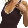 Z Supply Sorolla Crochet Cover Up Dress - Chocolate Cherry - neckline view
