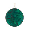 Round paua shell pendant with silver overlay design backside. 