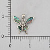 Inlaid paua shell butterfly silver pendant with a ruler. 
