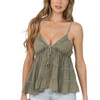 Angie Clothes - Acid Wash Lace Trim V-Neck Cami Tank Top - Cactus Green - front view