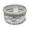 Silver stone faux leather magnetic bracelet. 
