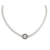 Gray crystal silver-plated chain necklace.