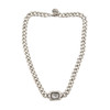 Clear rectangle crystal chain necklace.