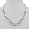 Clear rectangle crystal chain necklace on a neck display.